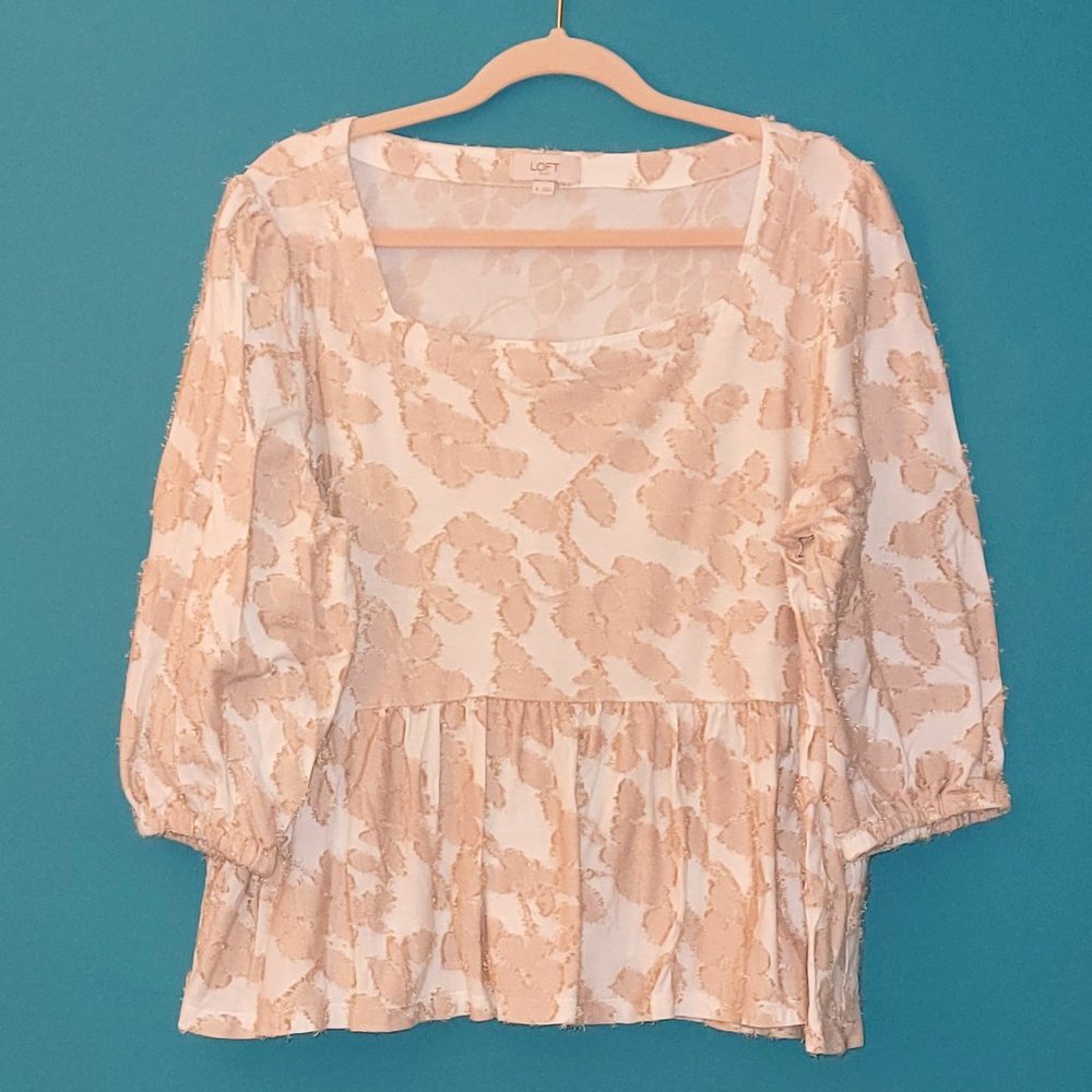 LOFT Outlet Square Neck Peplum Top XL